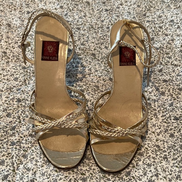 Anne Klein Shoes - Vintage 80s gold strappy heeled sandals